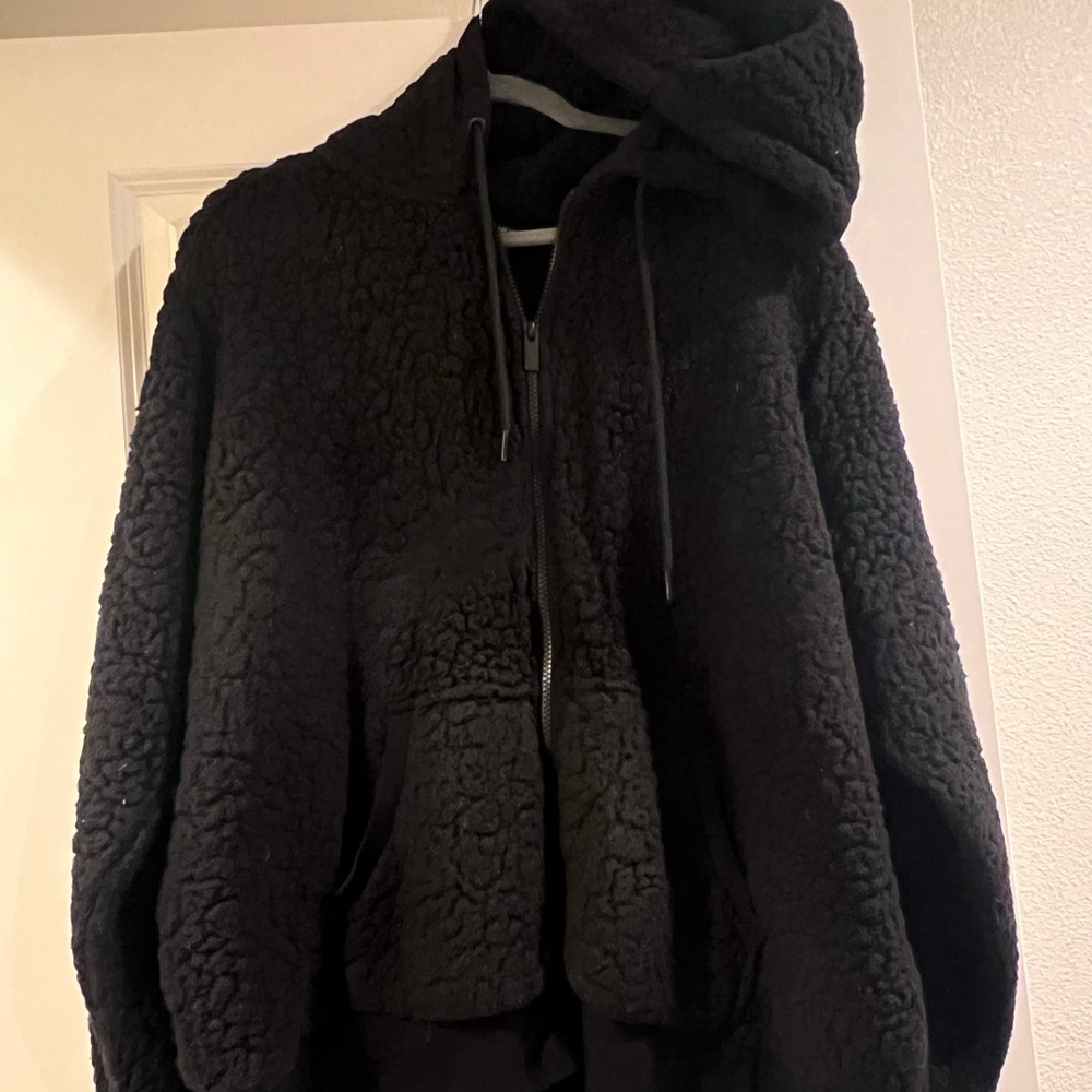 Marc New York Black Fuzzy plush Zip Hoodie Jacket Size 2X